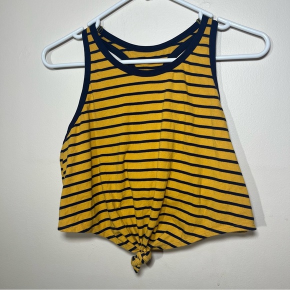 aerie Tops - Aerie Yellow and Navy Striped Tank cropped Top size XL
